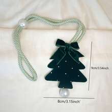 1pc Velvet Bowknot Rhinestone Christmas Tree Curtain Tieback, Tulle Curtain Holder, Suitable For Curtain Fixing, Tree-Shaped Snowflake Decorative Curtain Tieback, Easy Storage, Holiday Atmosphere Decoration, Christmas Gift - Multicolor - View 2