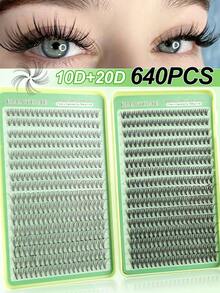 640 Clusters 10D+20D Natural Thin False Eyelashes, C Curl Suitable For Students/Office Workers, Realistic Eyelashes, Lightweight And Burden-Free, Can Be Used With Glasses, Single Box Capacity Enough For Daily Use, Multi-Box Set With Discounted Price And Large Capacity - C - View 4
