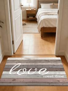 1pc American Vintage Wood Grain English Print Kitchen Rug, 3.5mm, Sponge Cushioning Shock Absorption, Rubber Backing Dirt-Resistant Easy To Clean, Suitable For Kitchen, Bathroom, Entryway, Laundry Room - Multicolor - View 10