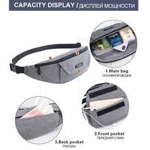 Bauchtasche Gürteltasche Hüfttasche Sport für Damen und Herren Outdoor Groß Handytasche Umhängetasche Camping Wandern Fitness Fahrrad Running - Grau - Übersicht 6
