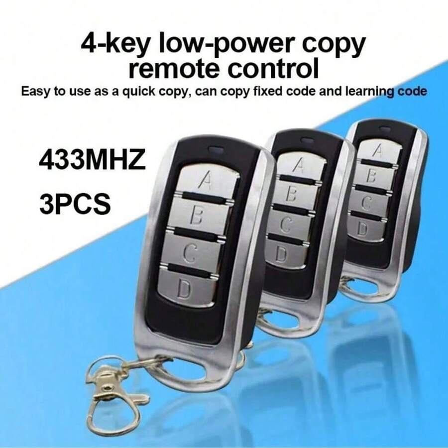 3pcs 433MHz Wireless Garage Door Remote Control Duplicator, Metal Material, 4-Button Garage Door & Roller Shutter Door Remote Control - Multicolor - View 1