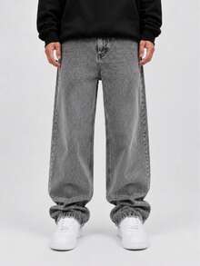 Men's Casual Versatile Everyday Denim Jeans - Grey - View 3