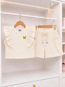 CONJUNTO INFANTIL FEMININO BLUSA COM BABADOS + SHORTS - Offwhite - Visão 5