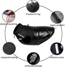 Shiny Pet Winter Thickened Padded Vest, Reflective Strip Night Walking Super Windproof Warm Dog Coat, Back Leash Ring For Small And Medium Dogs, Schnauzer Autumn/Winter Sleeveless Padded Coat - Black - View 7