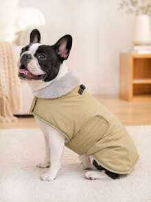 Dog Winter Jacket, Soft Fleece Vest, Reflective Easy On/Off Warm Dog Jacket, Built-In Leash Connection Ring, Puppy Snow Jacket - Camel - View 2