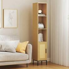 Tall Bathroom Cabinet, Slim Bathroom Cupboard With Open Shelves And Adjustable Shelf, Natural Wood Look - Natural Color - View 6