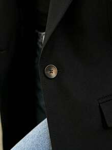 IGKEEL Spring Summer Autumn Women's Blazer, Loose Silhouette Black Button Commute Versatile Slimming Blazer Fall - Black - View 9
