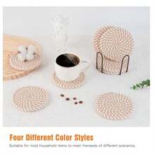 4 Or 8 Pack Absorbent Coasters, Minimalist Cotton Coasters With Non-Woven Lining, Suitable For Coffee Table Home Decor Bar Gift - Brown Series - Multicolor - View 5