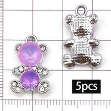 5/20pcs Purple Rhinestone Charms Bow Star Moon Heart Butterfly Bear Pendant For DIY Bracelet Necklace Earring Coquette Y2K Jewelry Making Findings - Purple - View 26