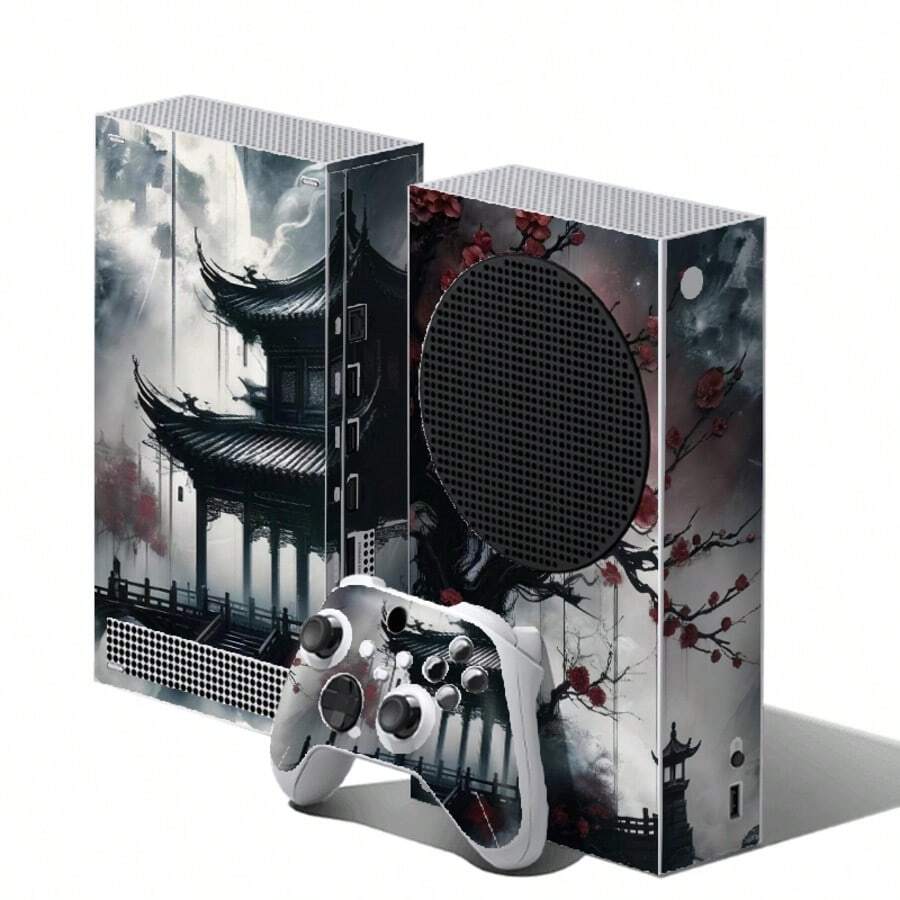 Vintage Architecture Red Plum Style Pattern Stickers For Xbox Series S Console + Controller, Removable Waterproof Vinyl Skin Protective Film - View 1