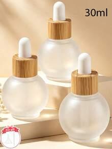 Round Frosted Glass Dropper Bottles, Empty Refillable Essential Oil Vial With Glass Pipette, Leakproof Mini Cosmetic Serum Dispenser, Portable Travel Size For Skincare Aromatherapy Diy Face Oil, Reusable Matte Glass Container For Vanity Purse Daily - View 10