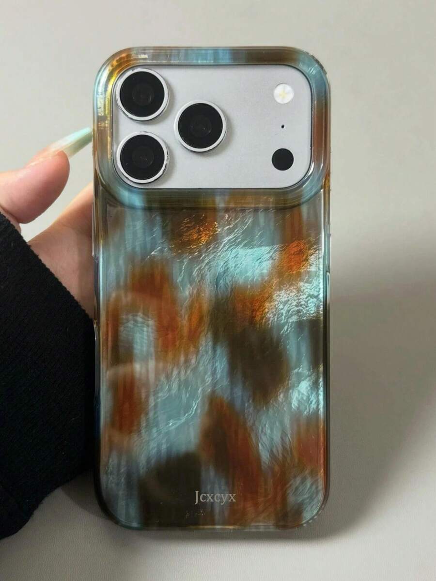 奢華豹紋貝殼紋理手機殼，適用於 iPhone 17ProMax 17Pro 17Air 17 16 15 14 Plus 13 12 Pro Max 11，時尚防震後蓋保護殼