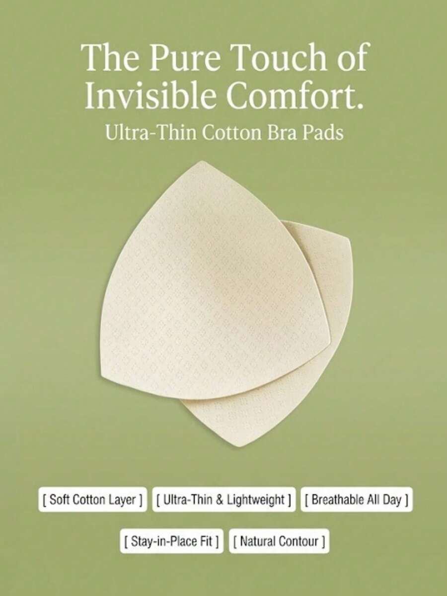 WANTES 1 Pair Ultra-Thin Removable Bra Pads, Breathable Triangle Cup Inserts, Reusable For Sports Bras, Yoga Bras, Swimsuits, Bikinis - Beige - View 1