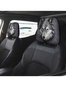 2pcs Universal Car Headrest Covers Halloween Special Car Headrest Covers - Fashion Design, No Filling Easy To Clean, Car Interior Decoration Upgrade, Suitable For All Car Models, Suitable For Daily Commute, Long Distance Travel, Halloween And Christmas Decoration Wolf Head, Lion Head, Chrysanthemum, Butterfly And Other Multiple Element Prints - Multicolor - View 16