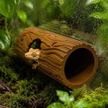 Suction Cup Realistic Tree Hollow Reptile Hideout, Wood Grain Hanging Lizard Gecko Hiding Cave, Tank Decor Ornament, Suitable For Crested Gecko, Giant Gecko, Leopard Gecko, Arboreal Reptile Terrarium Environment Arrangement Supplies - Brown - View 9