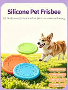 Durable Soft Rubber Dog Flying Disc, Non-Damaging Teeth Rubber Flying Disc, Outdoor Throwing, Interactive Training Toy, Home And Travel, Boredom Relief And Teeth Grinding, Dog Training Tool, Suitable For Small, Medium And Large Dogs, Multi-Scenario Use In Parks, Lawns, Travel And Home, Pet Interaction Supplies - Color: Random - View 5