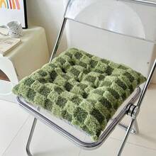1pc Winter Plush Plaid Seat Cushion, Thickened Non-Slip Chair Pad For Office And Student Chairs, Long-Sitting Cushion - Multicolor - View 8