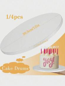 1/2/3/4 Pcs White/Gold 8/10/12 Inch Round Cake Boards, Cake Base, Base, Perfect For Baking DIY Cakes And Pastries, Home Kitchen Baking Accessories - Multicolor - View 3