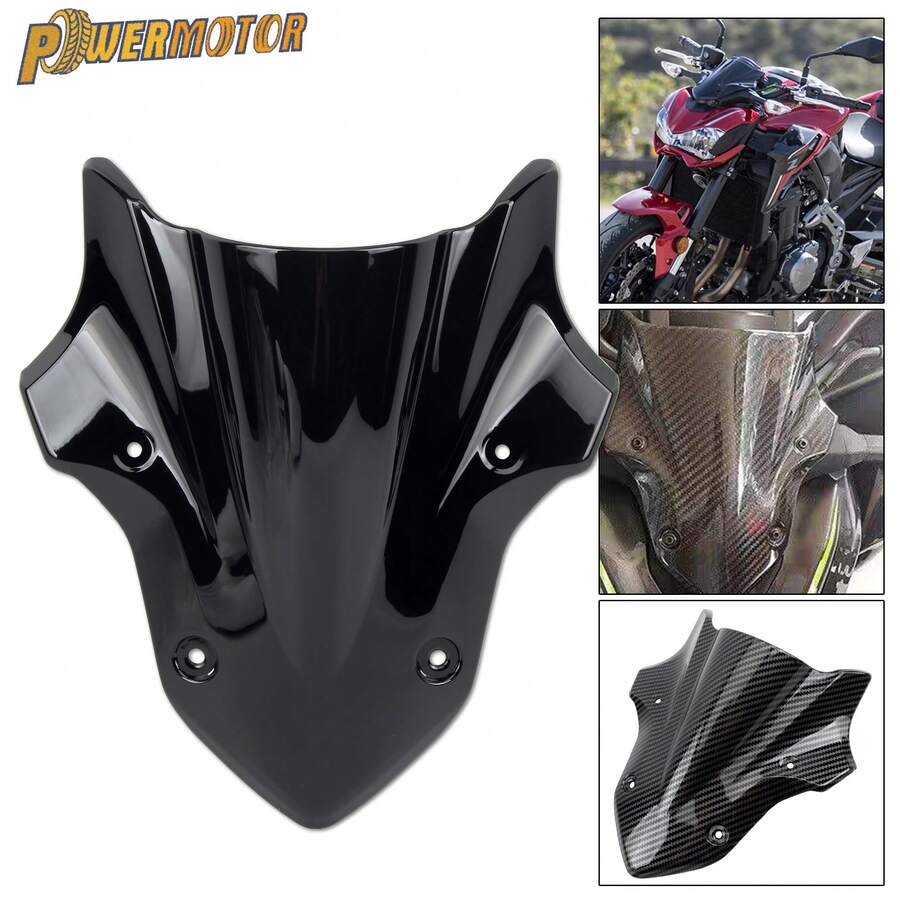 PowerMotor Motorcycle Front Spoiler Fairing Windscreen Windshield Wind Deflector Black Accessories For Kawasaki Z900 2017 2018 2019 ABS Plastic Supernaked Accessories