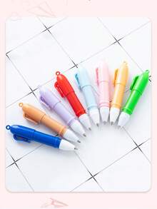 12pcs Random Color Cute Cartoon Mini Ballpoint Pens/Notebook Set - Mini Perforated Ballpoint Pens With Bead Chain Pendant, Perfect For Party Favors, School, Office, Classroom Prizes, Birthday Gifts, Delightful Multi-Color Stationery Pen Set, Multi-Color Short Ballpoint Pens With DIY Chain, Plastic Ballpoint Pens, Portable Pocket Pens For Office And Students - Multicolor - View 5