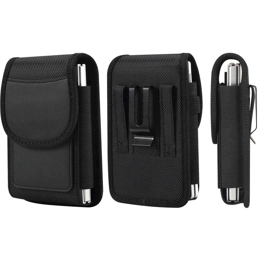 Oxford Nylon Spliced Flip Phone Waist Bag Card Slot Belt Back Buckle Phone Holster For Samsung Galaxy Z Fold 8 For Sports Outdoor - Black - View 1