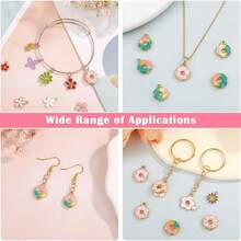 5/10pcs Enamel Donut Double Charms Alloy Doughnut Food Pendant Charms For DIY Bracelet Necklace Earring Cute Dessert Jewelry Making Findings - Multicolor - View 7