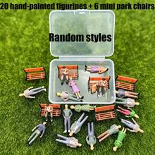 26Pcs Miniature People With Park Bench Set, 20 Hand Painted 1:50 Scale Tiny Human Figurines + 6 Mini Park Chairs, Standing Sitting Mini Figures For Dollhouse Accessories, Railway Train Layout, City Diorama Landscape, Architecture Model Scene Decor, H - 20pcs 1:50 Scale Figures + 6pcs Medium Chairs - View 12