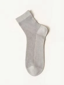 5/6 Pairs Men Cotton Geometric Jacquard Crew Socks, Mesh Ventilation Breathable Moisture‑Wicking Socks, Solid Color Ribbed Cuff Casual Business Socks - Multicolor - View 4