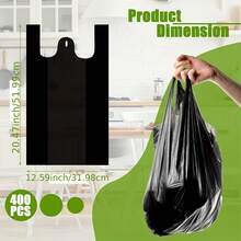 100pcs/50pcs Thickened Large Black Trash Bags, Kitchen Garbage Bags, Vegetable Bags, Large Size Trash Bags, Suitable For Paper, Plastic, Bottles, Newspapers, Lawn, With Handle T-Shirt Bags, Large Capacity Plastic Bags - Tank Top Style - View 2