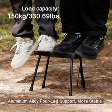 Heavy Duty Folding Fishing Stool, Plastic And Aluminum Alloy Material, Lightweight Durable Compact Design, Portable Chair For Camping Hiking Travel - Black - View 2