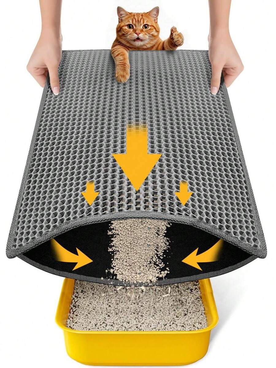 IISVGE Cat Litter Mat,Double Layer Honeycomb Cat Litter Trapping Mat With Waterproof Backing, Easy Clean Washable Kitty Litter Mat For Small Spaces