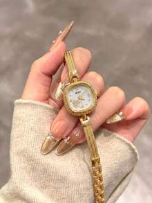 LIANDU LIANDU 女款復古經典商務石英手錶 混色錶盤 方形錶殼 電子驅動與指針顯示 適合日常配戴 開學季查看時間 生日禮物 也是送給朋友的理想選擇 - 金色 - 查看 10
