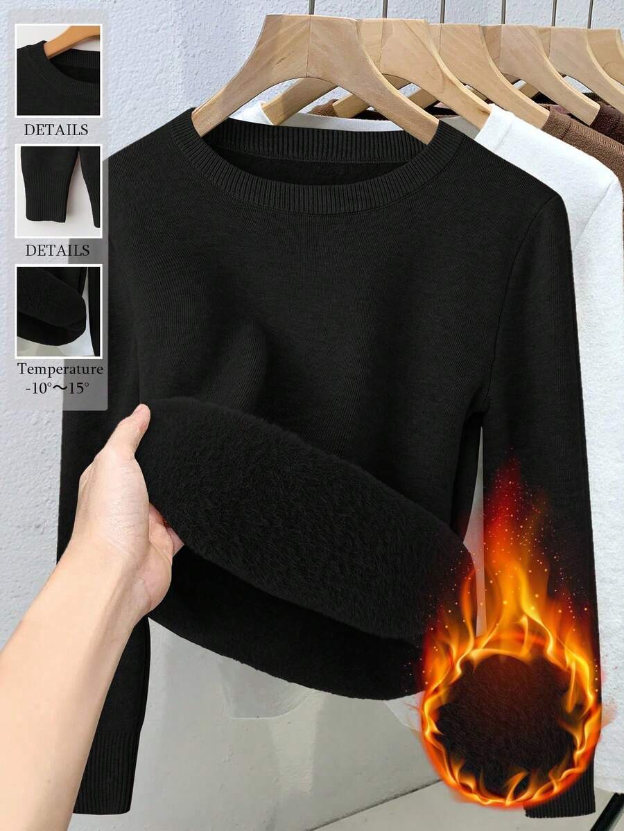 Plus Size Women Thermal Tops - Medium Wash - View 1
