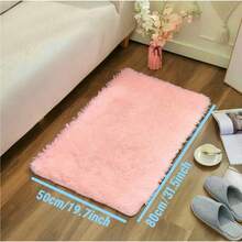 1pc Luxury Pale Pink Fluffy Rug - Soft Plush Polyester Mat, Soft & Comfortable, Machine Washable, Suitable For Bedroom And Living Room, Elegant Bedroom Carpet Bathroom Decor - Pink - View 9