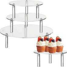 Acrylic Round Cake Stand Dessert Display, Transparent Minimalist Acrylic Decorative Holder, Multi-Functional Home Decor Storage Rack, Suitable For Birthday Party, Wedding, Baby Shower And More - Clear - View 8