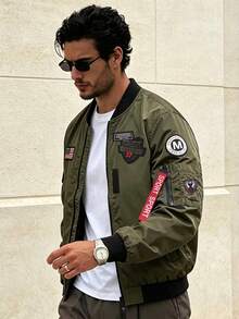 Spring/Summer New Fashion Casual Comfortable Zip-Up Stand Collar Jacket/Bomber For Boyfriend Style Men Sports - Army Green - View 1