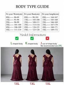 [Random Cut] UNITHORSE Plus Size Women Deep V-Neck Backless Sequin Decor Cocktail Party Dress With Shawl Sleeves Wedding Spring Fall - Burgundy - View 7