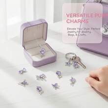 5/20pcs Purple Rhinestone Charms Bow Star Moon Heart Butterfly Bear Pendant For DIY Bracelet Necklace Earring Coquette Y2K Jewelry Making Findings - Purple - View 6