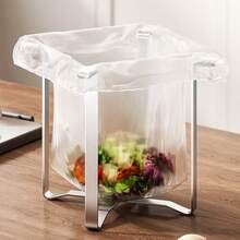 New Portable Folding Stainless Steel Trash Can Rack - Kitchen Floor-Standing Trash Rack Storage Rack, Space-Saving Kitchen Countertop Storage Rack, Convenient For Trash Disposal And Storage - Portable Simple Kitchen Desktop Trash Can - Multicolor - View 3