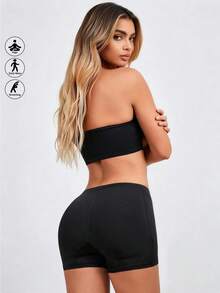 Runway Rest Women's Padded Panties With Removable Sponge Inserts, Butt Lifter Hip Enhancer Shapewear Shorts, Tummy Control Body Shaper - Black - View 1