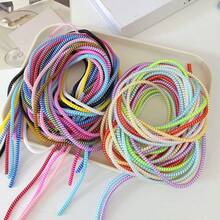 5pcs Spiral Cable Protectors, Suitable For Universal Mobile Chargers, Prevent Charging Cable Bending And Breaking, Charger, Earphone, Data Cable - Anti-Tangle Storage And Organization - Multicolor - View 5