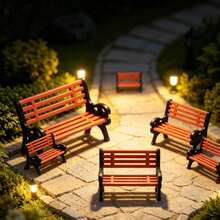 Mini Park Bench Model, Plastic Micro Landscape Ornament, Simulation Street Park Chair For Diorama, Railway Scenery, Dollhouse Scene Building Decor - H - View 10