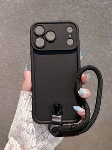 Casing Ponsel Soft Step Tahan Guncangan Full Coverage Hitam + Tali Pergelangan Tangan untuk iPhone 18 Pro Max/18 Pro/18/17 Pro Max/17 Pro/17/16 Pro Max/16/16 Pro/16 Plus/15/15 Pro Max/15 Pro/15 Plus/11/12/13/14 Pro Max/12 Pro/12 Pro Max/13 Pro/13 Pro Max/14 Pro/14 Pro Max/14 Plus, Gaya Estetika Kelas Atas - Hitam + Gelang Tangan - View 4