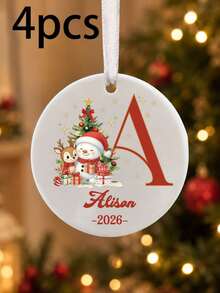 Custom Monogram Christmas Ornament, Personalized Name & Initial Tree Hanging Decor, Festive Snowman Holiday Accent, Customized 2026 Christmas Keepsake, Customizable Christmas Tree Decoration, Gift For Family And Friends, Room Decor, Christmas Gift - Style B - View 29