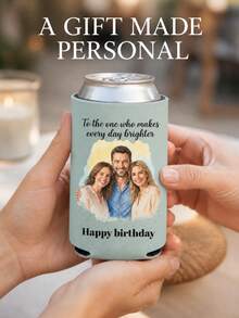 Customized Family Photo Cup Sleeves, Watercolor Portrait Cup Sleeves, Personalized Text Heat-Resistant Sleeves, Suitable For Family Birthday Gifts, Customized Photo Souvenirs, Small Gifts For Family Reunion Parties. - Multicolor - View 9