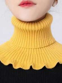 1pc Women's Ruffle Scalloped Knit Mock Neck Scarf, Detachable Warm Neck Protector, Autumn/Winter Layering Neck Accessory, Casual Daily Wear - Multicolor - View 16