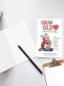 1pc Sweet Romantic Anniversary Card With Envelope, "Grow Old With Me The Best Is Yet To Come", Heartfelt Greeting Card For Husband Wife Spouse, Couple Wedding Valentine Gift, Blank Inside - A - View 8