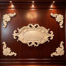 5pcs Solid Wood Carved Diamond Applique Home Decor, Unpainted Wood Carving Combination Applique, Scroll Carving, Suitable For Cabinets, Doors, Windows, Furniture, Background Walls, Entryways And Other Decorations, Holiday Decor, DIY Decor. - Multicolor - View 2