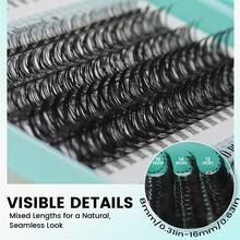 Dense30D-100DIndividual Cluster False Eyelashes Kit, Includes Lash Tweezers And Eyelash Brush, D‑Curl Soft Lashes For Dramatic Eye Makeup - D - View 8