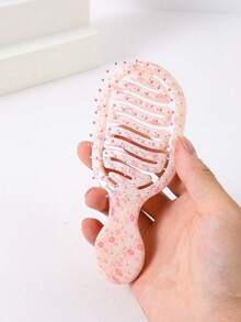 1pc Mini Pink Cherry Blossom Hollow Portable Styling Comb, Hair Comb, Hair Styling Tool & Accessory, Suitable For Men And Women, Salon, Beauty, Travel Essential - Multicolor - View 3